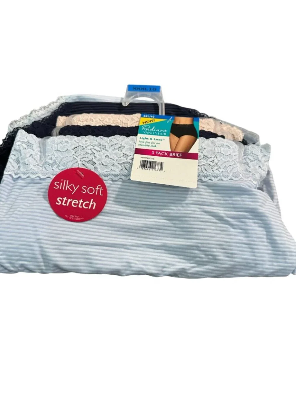 Vanity Fair Radiant Light Luxe Brief Underwear Stretch Lace Waistband 3-Pack 3XL
